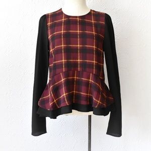 Romeo + Juliet Couture Plaid Ruffle Hem Blouse
